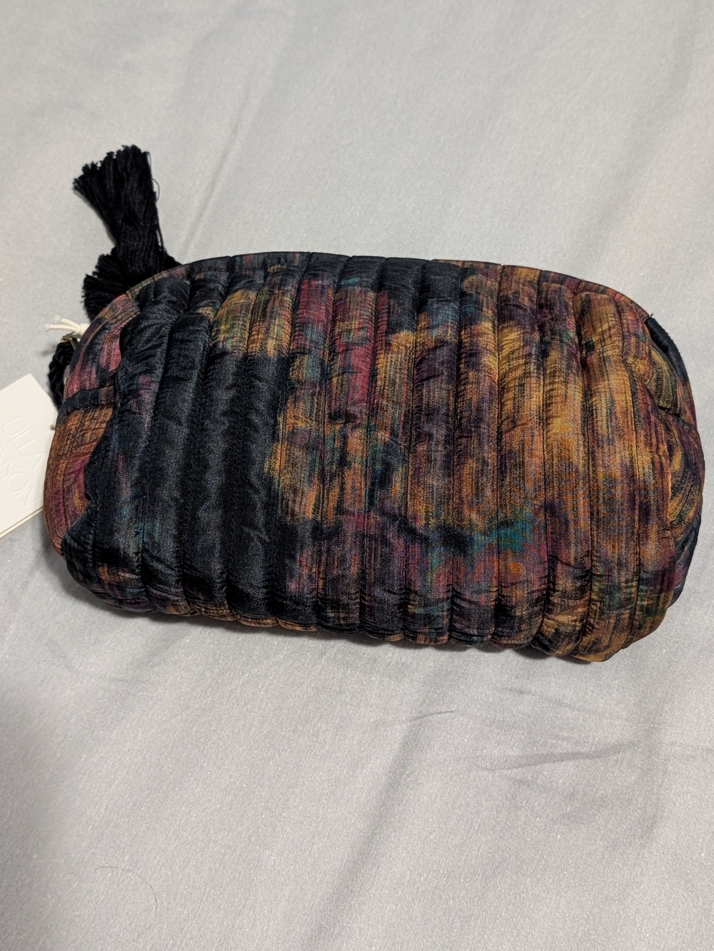 Ulla Johnson Quilted Cotton Cosmetic Pouch in Black with Autumn Hues